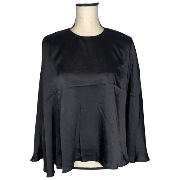 NEW TUCKERNUCK Black Satin Twill Selma Cape Blouse   Size: M - Picture 4 of 8